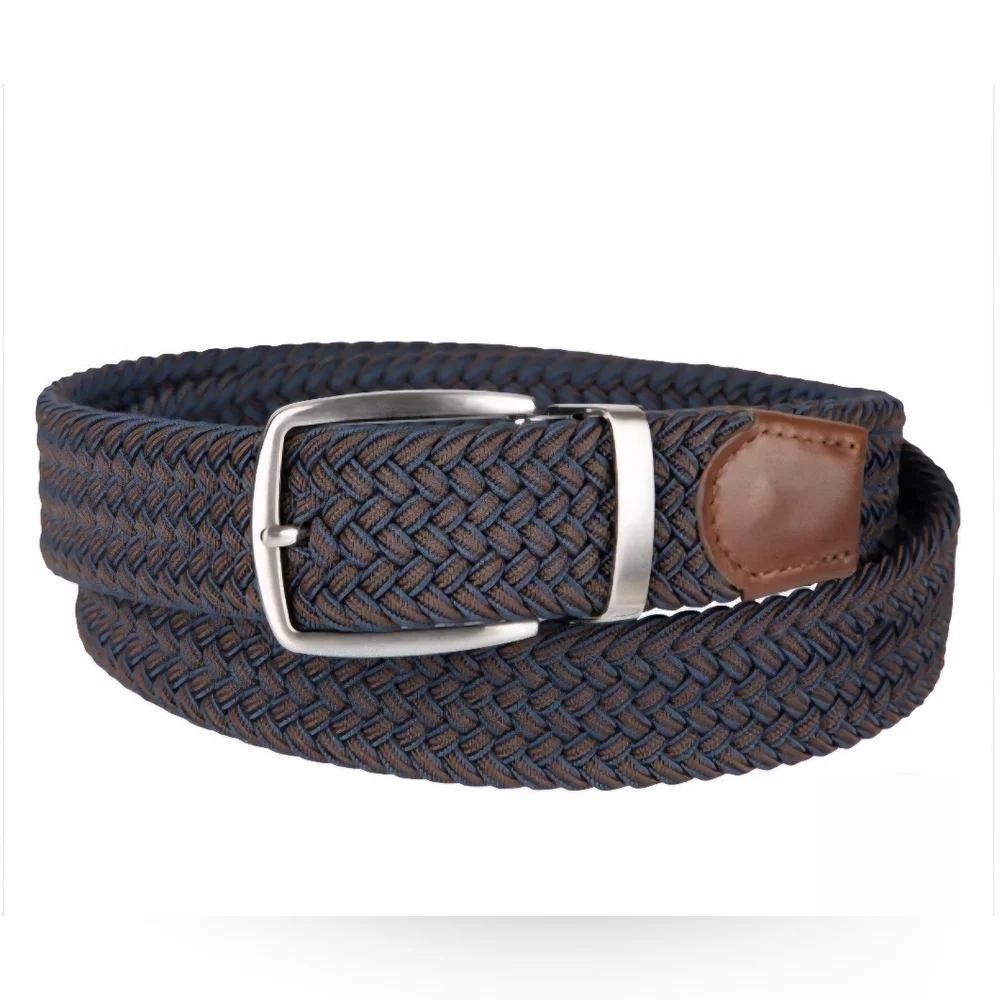Tommy Bahama Men's Stretch Braided Reversible Belt -NAVY/BROWN L/XL **NEW